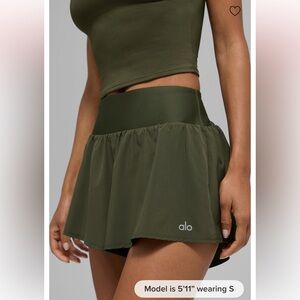 Alo Victory Running Short, Small, Green Olive